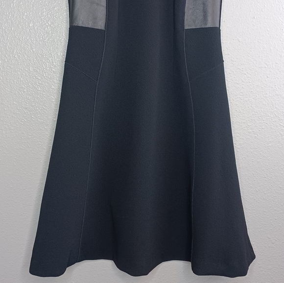 Rebecca Taylor Goth Grunge 100% Lamb Leather Trim Sz 6 Fit & Flare Dress - Picture 5 of 13